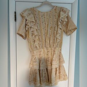 LoveShackFancy Cream and Tan Lace Dress
